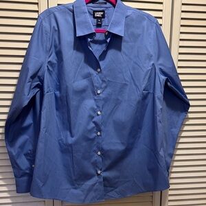 Lands' End Women’s Classic Blue Button Down Shirt - size 16